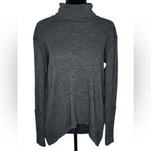 Free People We The Free Raw Edge Split-back Turtleneck in Gray Size Small